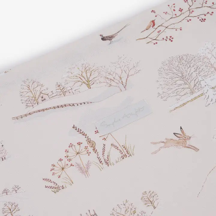 Fabric apron with winter Christmas print