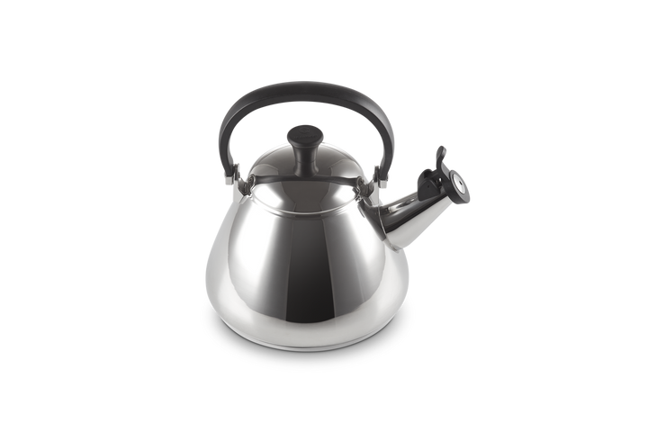 Stainless steel kettle on a white background