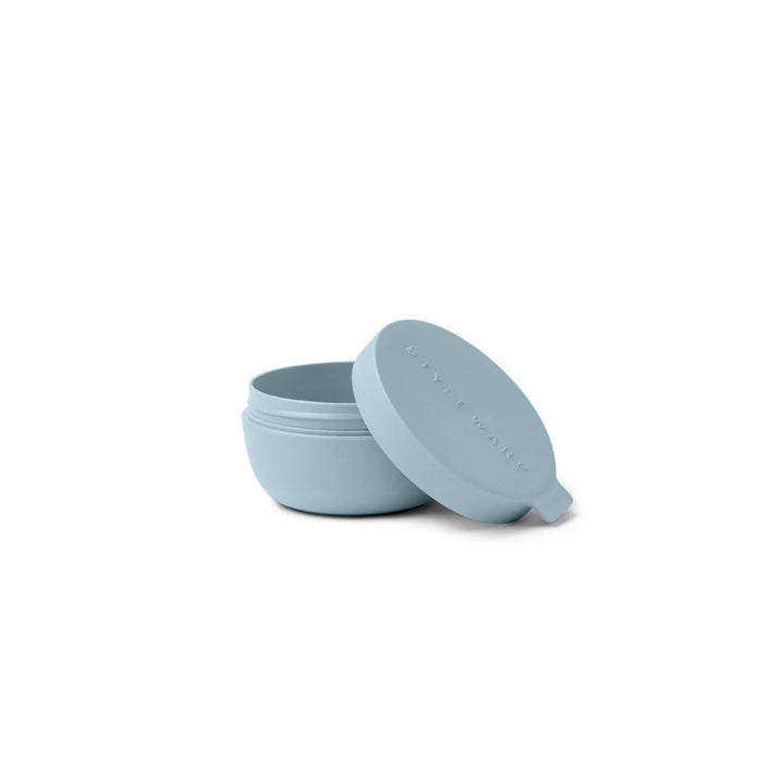 A small light blue container with lid on white background.
