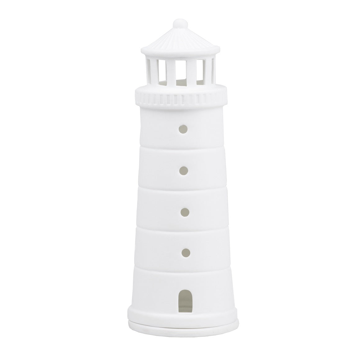 White porcelain tealight house candle holder lighthouse on white background