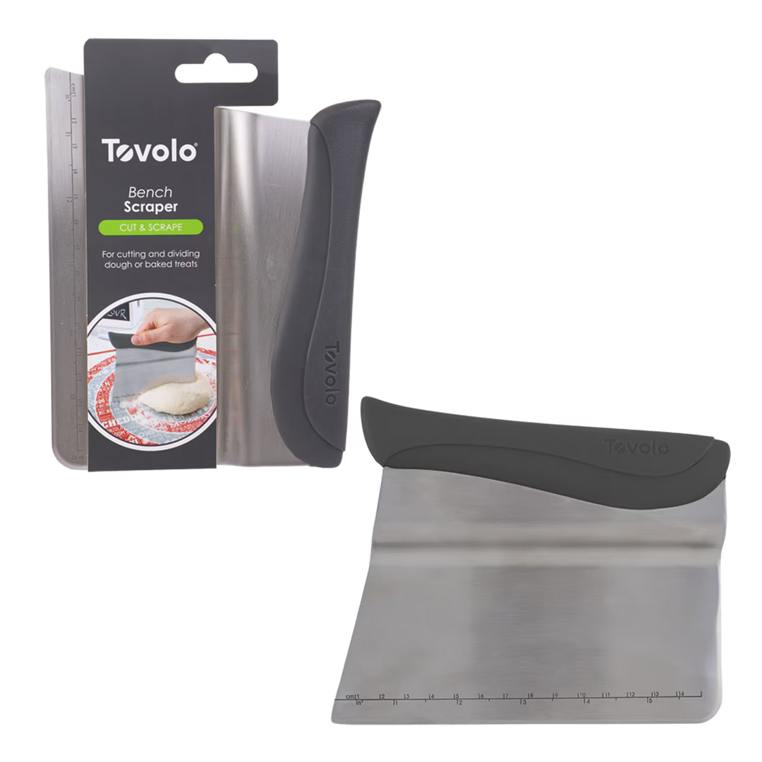 Tovolo bench scraper with packaging on a white background