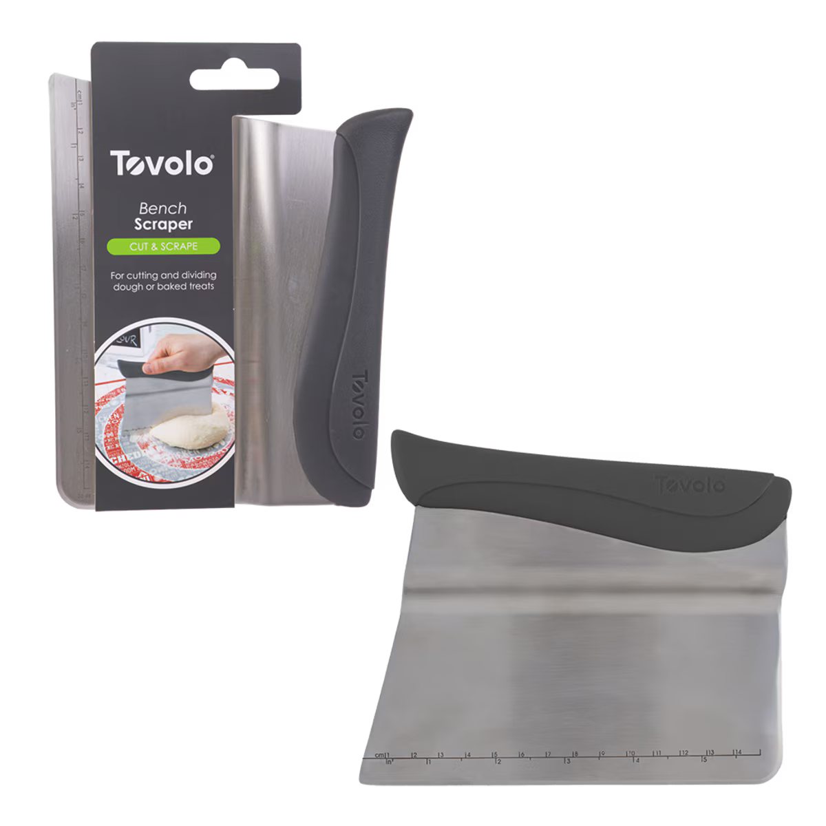 Tovolo bench scraper with packaging on a white background