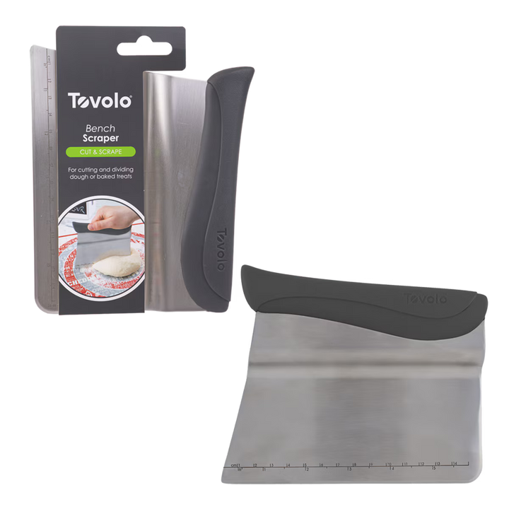 Tovolo bench scraper with packaging on a white background