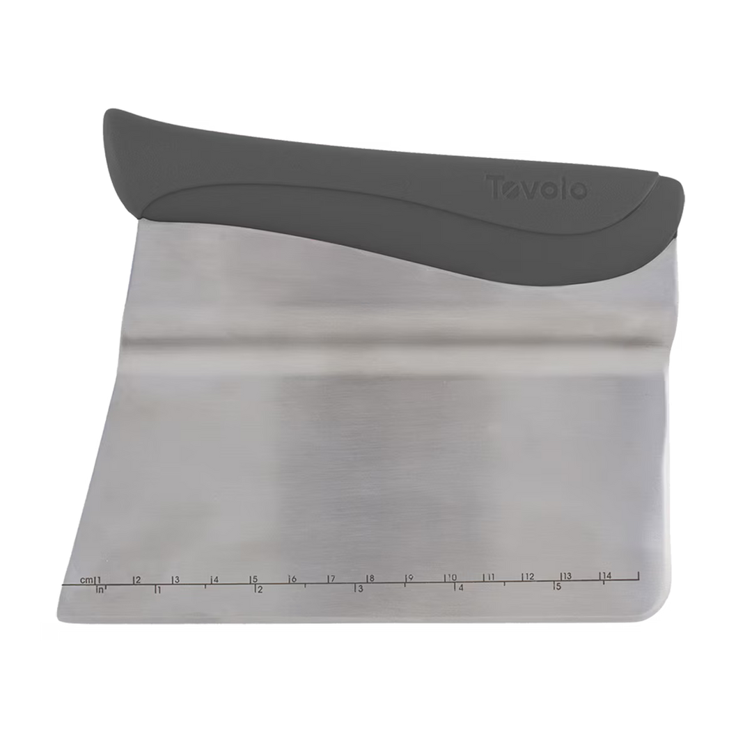 Silicone bag with gray silicone top and metal base on a white background