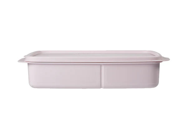 Pink divided lunchbox on white background