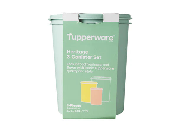 Tupperware Heritage 3-Canister Set packaging on a white background