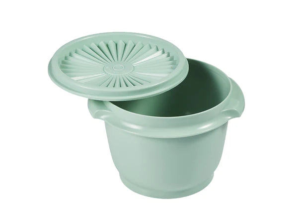 A mint green plastic storage container with a matching lid, shown on a plain white background.