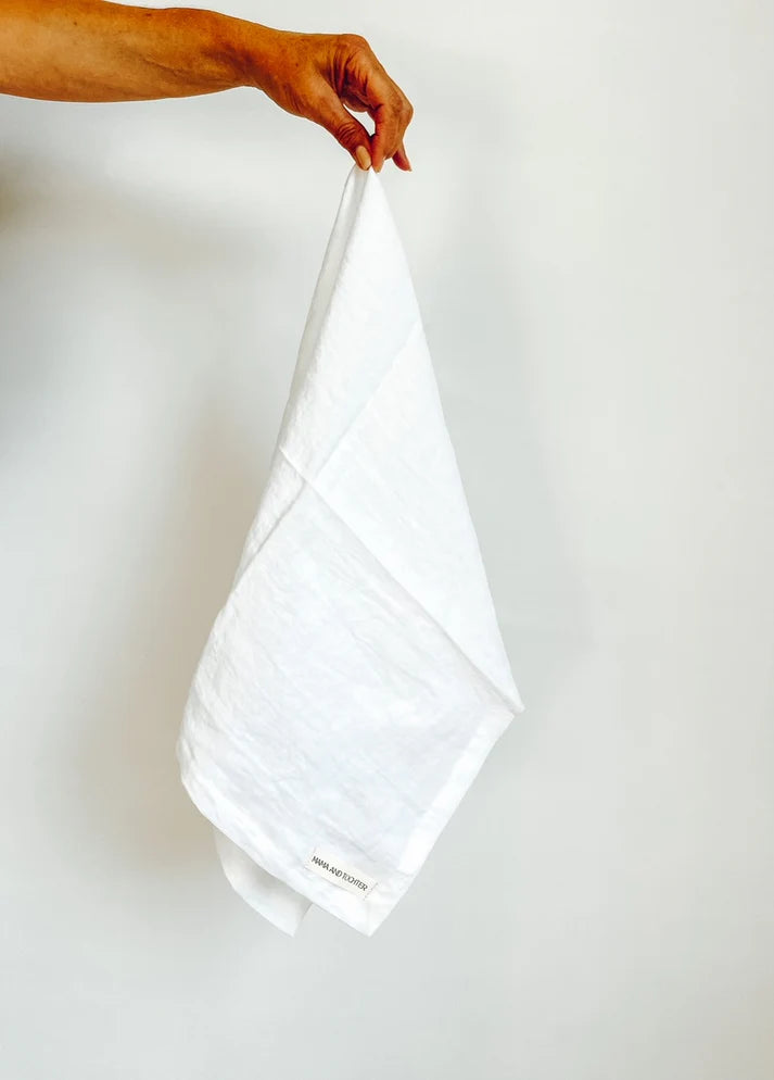 Mama & Tochter Pure French Linen Tea Towel: White