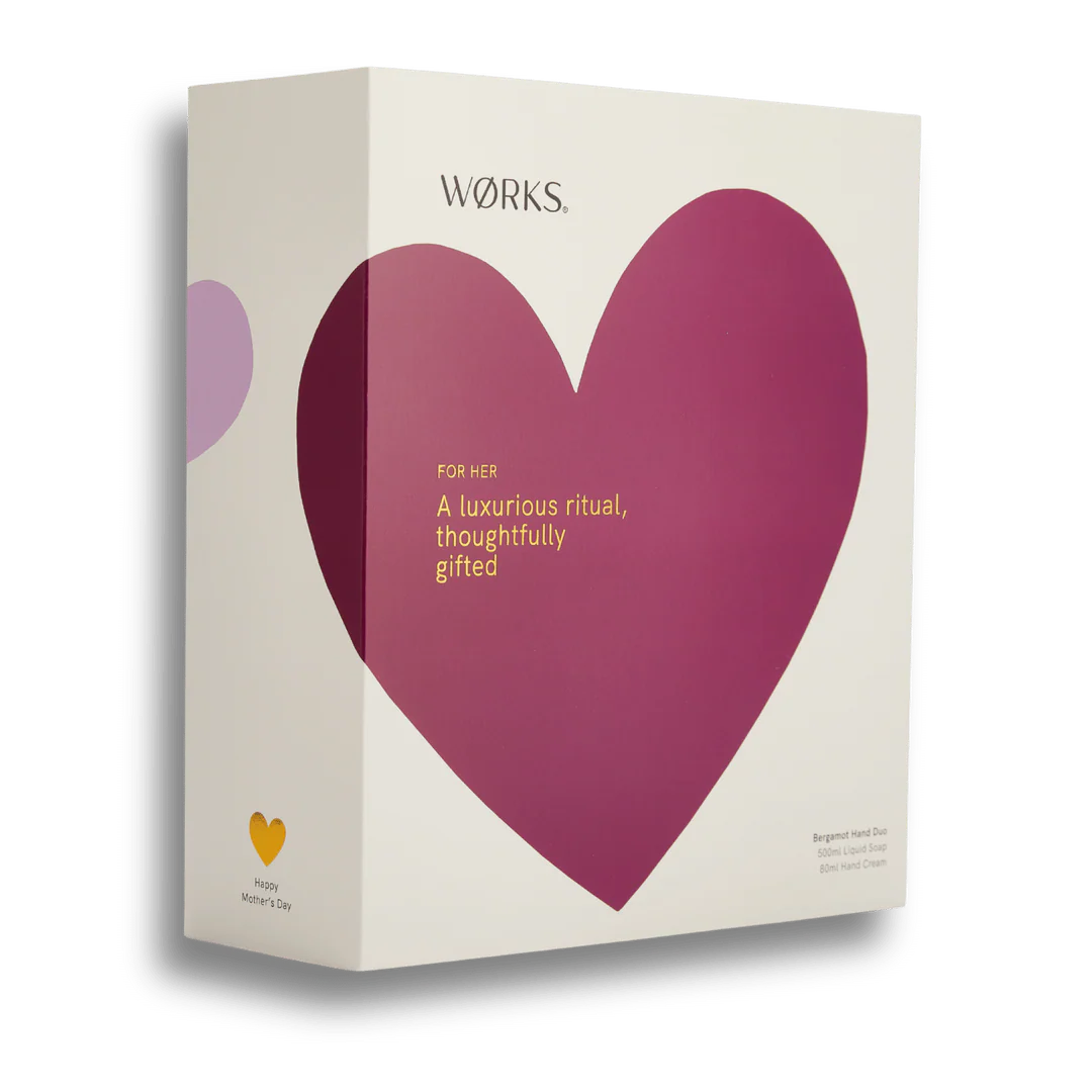 Product packaging with a heart design and &