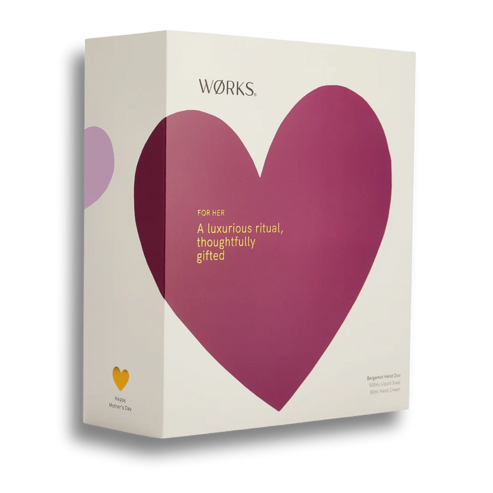 Product packaging with a heart design and &