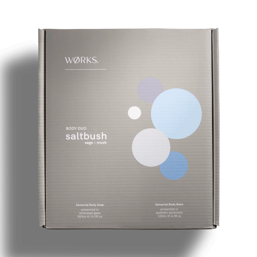 Works saltbush body duo packaging on a white background